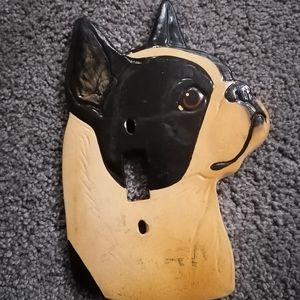 Vintage handmade Ceramic Boston Terrier Light switch cover